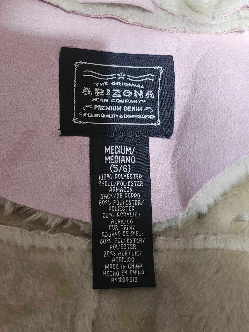 Arizona Jean Company Girls Pink Faux-Fur Trim Hooded Jacket